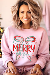 UL180P-E3197 Merry Christmas Bow Graphic Plus Sweatshirt $25