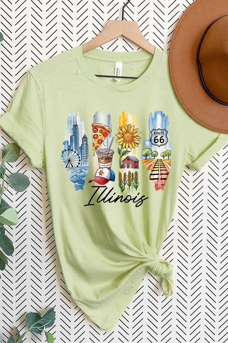 US3001-E3061IL Illinois State Brushstroke Graphic Tee $12.5