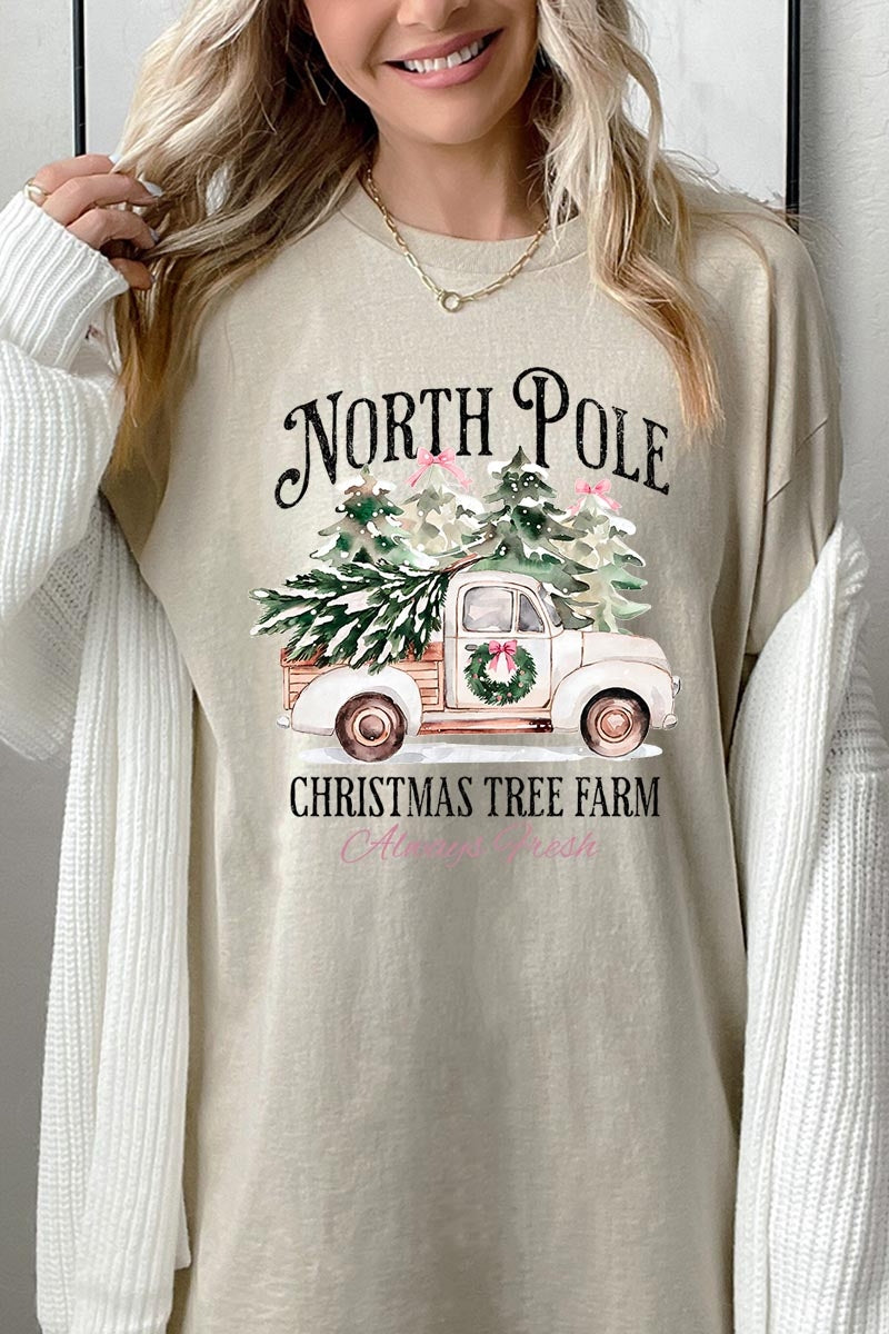 5000P-E3174 North Pole Christmas Graphic Plus Heavy Cotton Tee $12.75