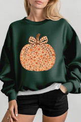 UL180P-E3135 Floral Fall Pumpkin Graphic Plus Sweatshirt $25