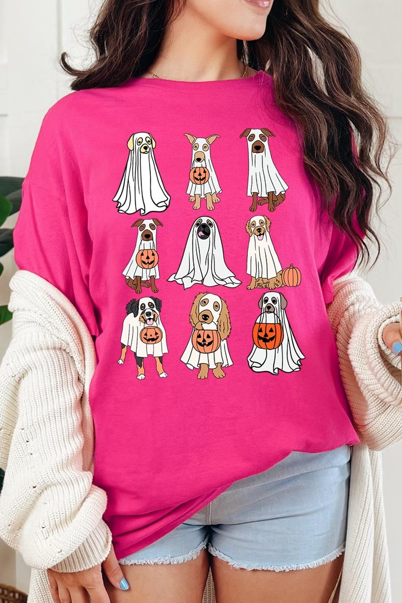 5000-E3106 Halloween Ghost Dog Graphic Heavy Cotton Tee $9