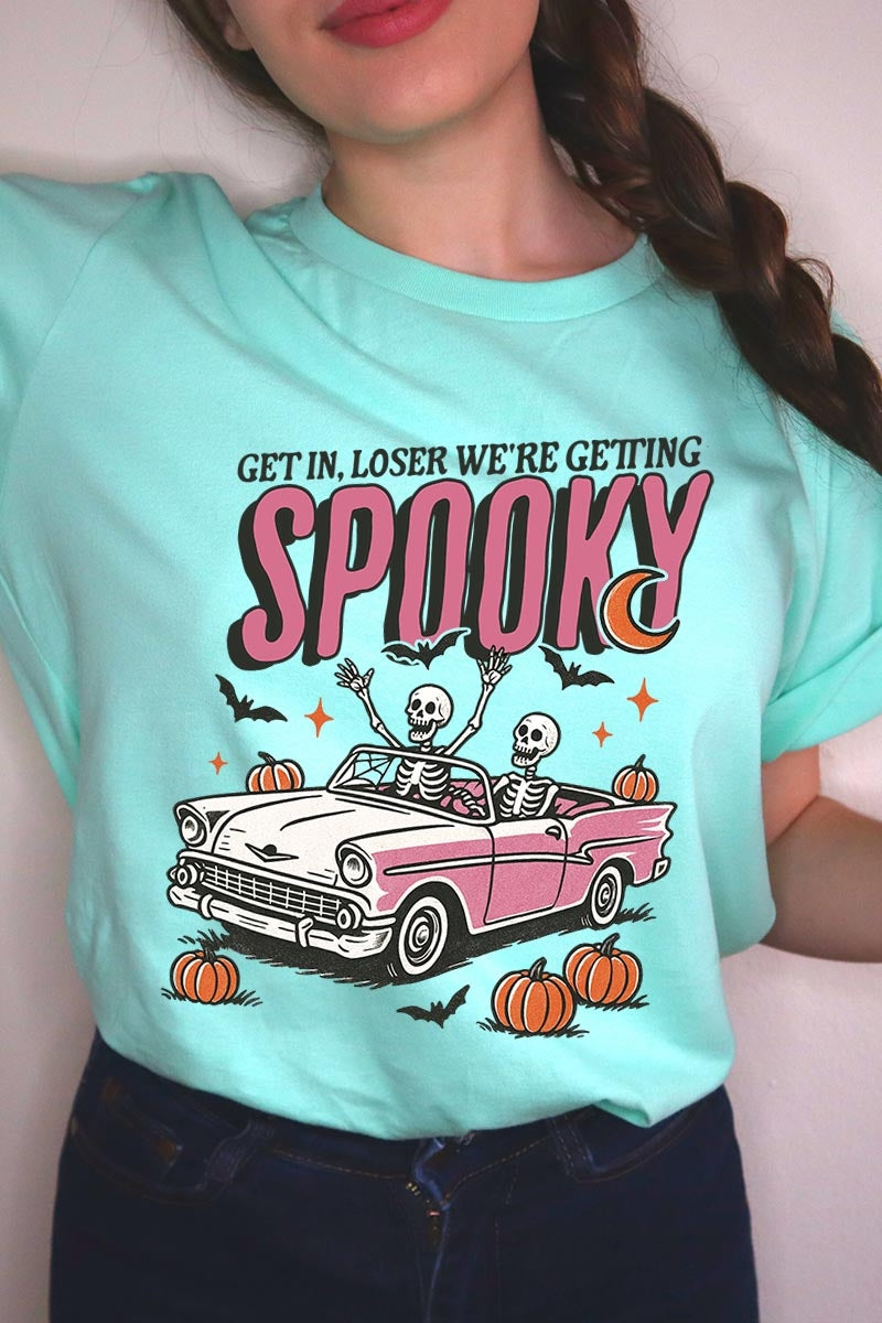 US3001P-E3142 Spooky Skeleton Graphic Plus Tee $16