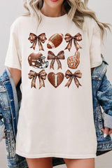 5000P-E3054 Cute Football and Bow Graphic Plus Heavy Cotton Tee $12.75