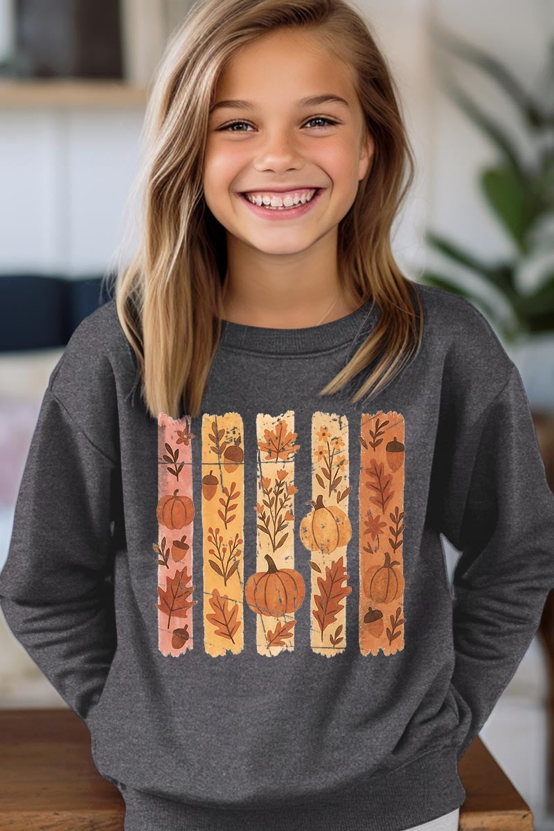 UL180B-E3110Z Brushstroke Boho Fall Kids Graphic Sweatshirt $20