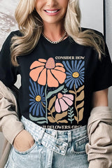 US3001-E3067 Consider the Wildflowers Graphic Tee $12.5
