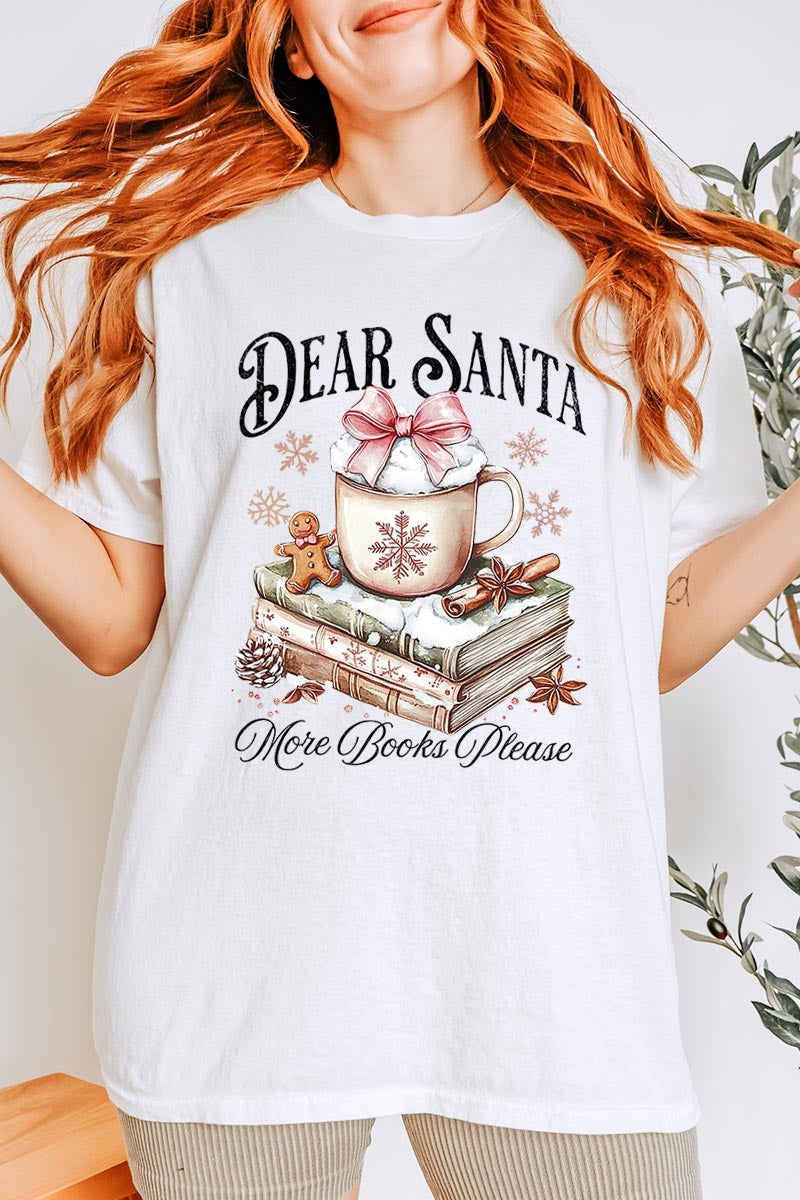 5000-E3205 Dear Santa Books Graphic Heavy Cotton Tee $9