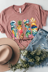 US3001P-E3061HI Hawaii State Brushstroke Graphic Plus Tee $16