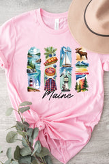 US3001-E3061ME Maine State Brushstroke Graphic Tee $12.5