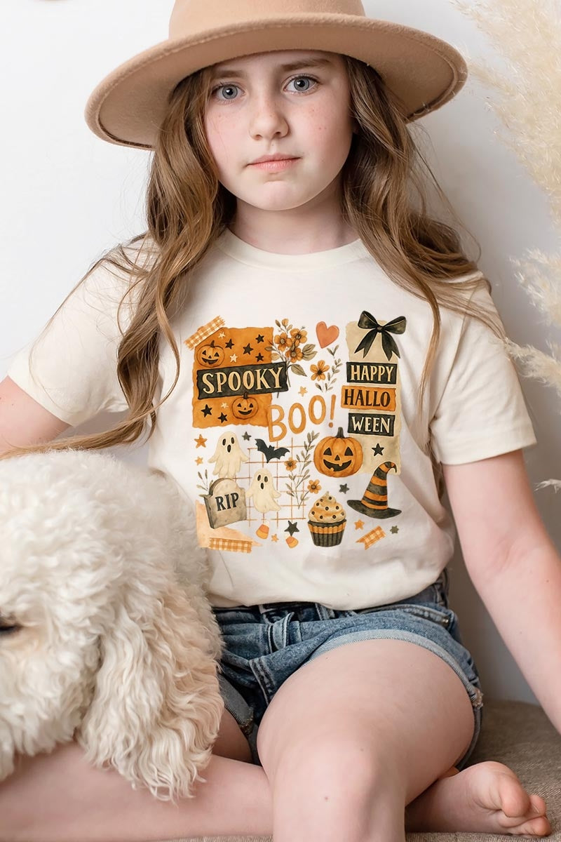 US3001Y-E3084Z Halloween collage Kids Graphic Tee $11