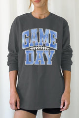 UL240P-E3130 Blue Gingham Game Day Graphic Plus Long Sleeve Tee $17