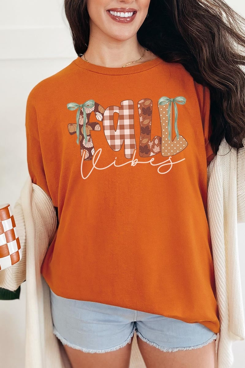 5000-E3071 Fall Vibes Rustic Script Graphic Heavy Cotton Tee $9