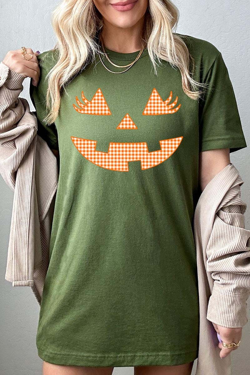US3001-E3148 Cute Pumpkin Halloween Graphic Tee $12.5