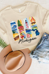 US3001-E3061MI Michigan State Brushstroke Graphic Tee $12.5