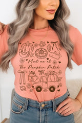 US3001-E3163 Pumpkin Patch Doodle Graphic Tee $12.5