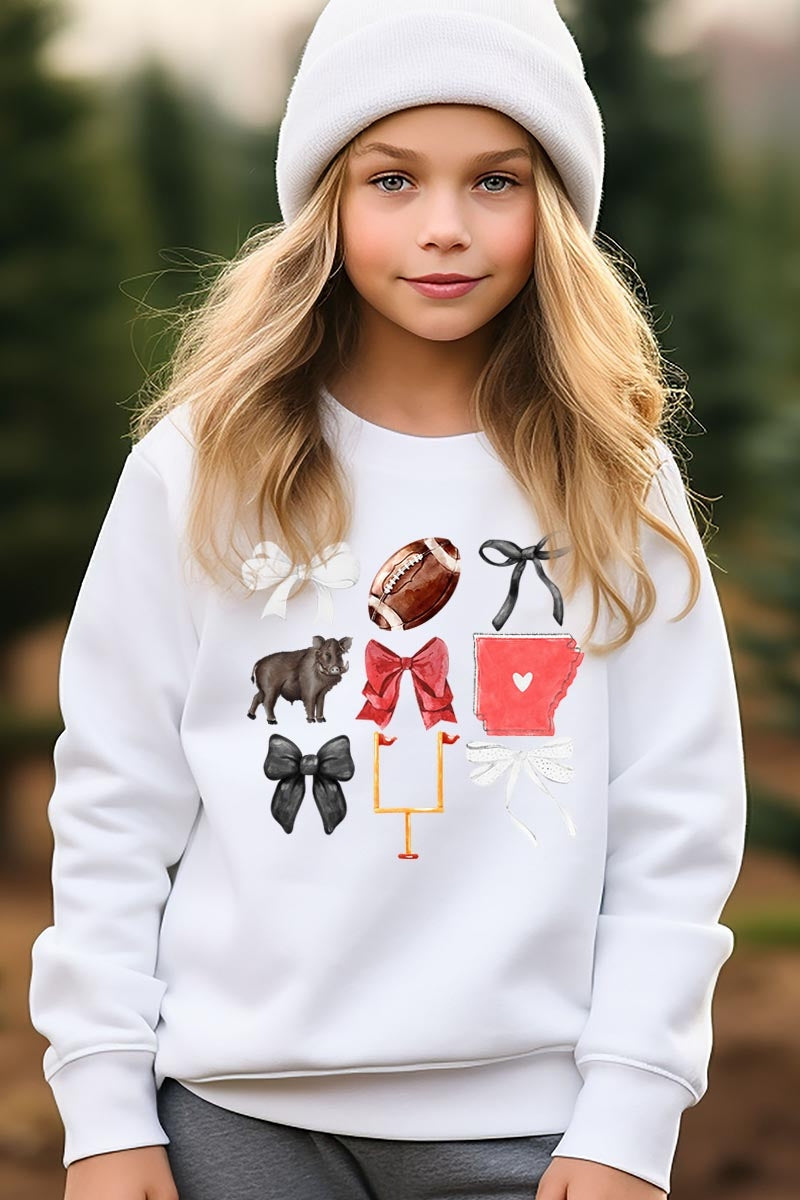 UL180B-E3077Z Arkansas Football Kids Graphic Sweatshirt $20