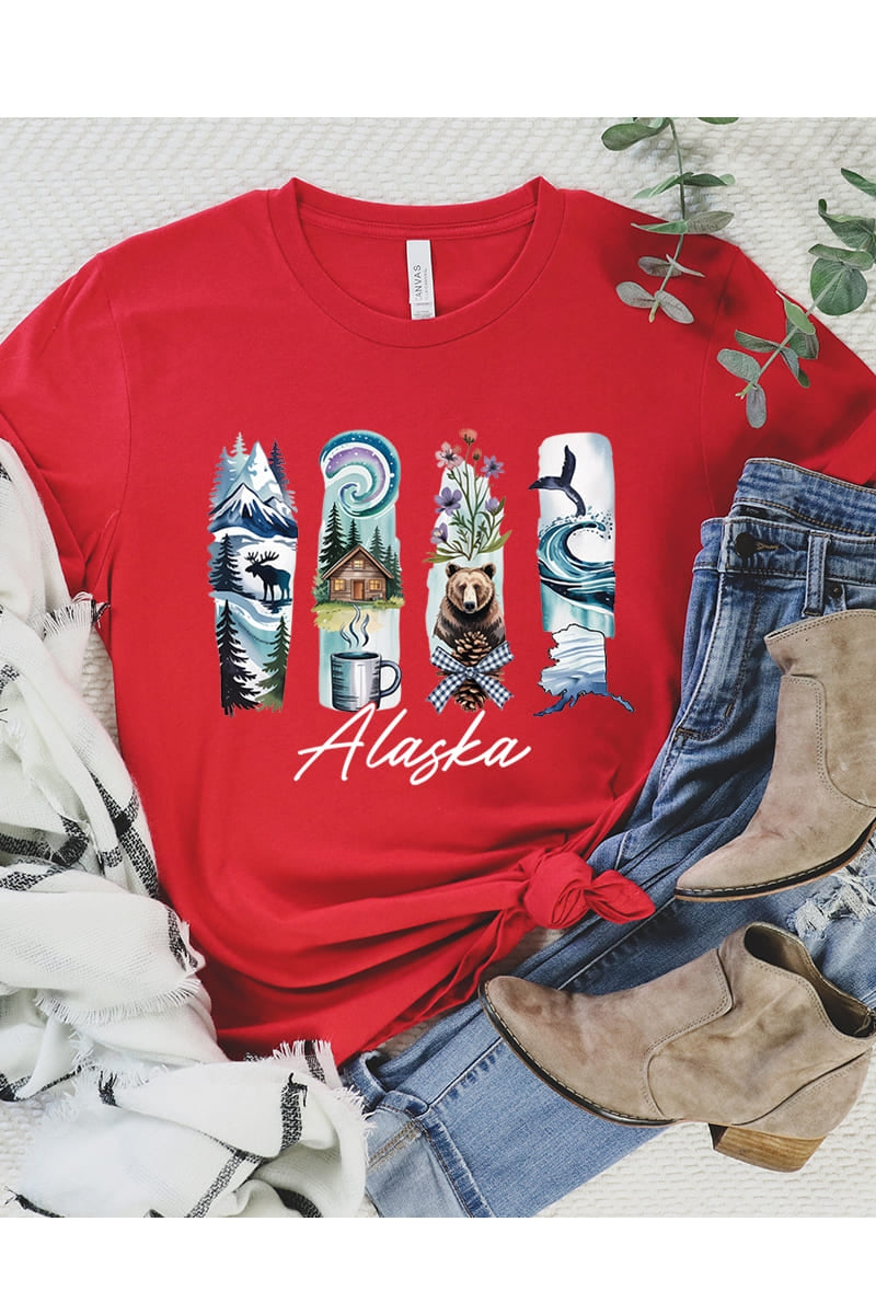 US3001-E3061AK Alaska State Brushstroke Graphic Tee $12.5