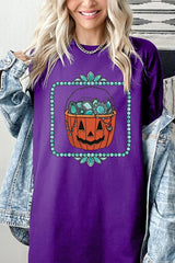 5000P-E3140 Halloween turquoise pumpkin Plus Heavy Cotton Tee $12.75