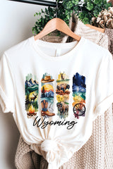 US3001-E3061WY Wyoming State Brushstroke Graphic Tee $12.5