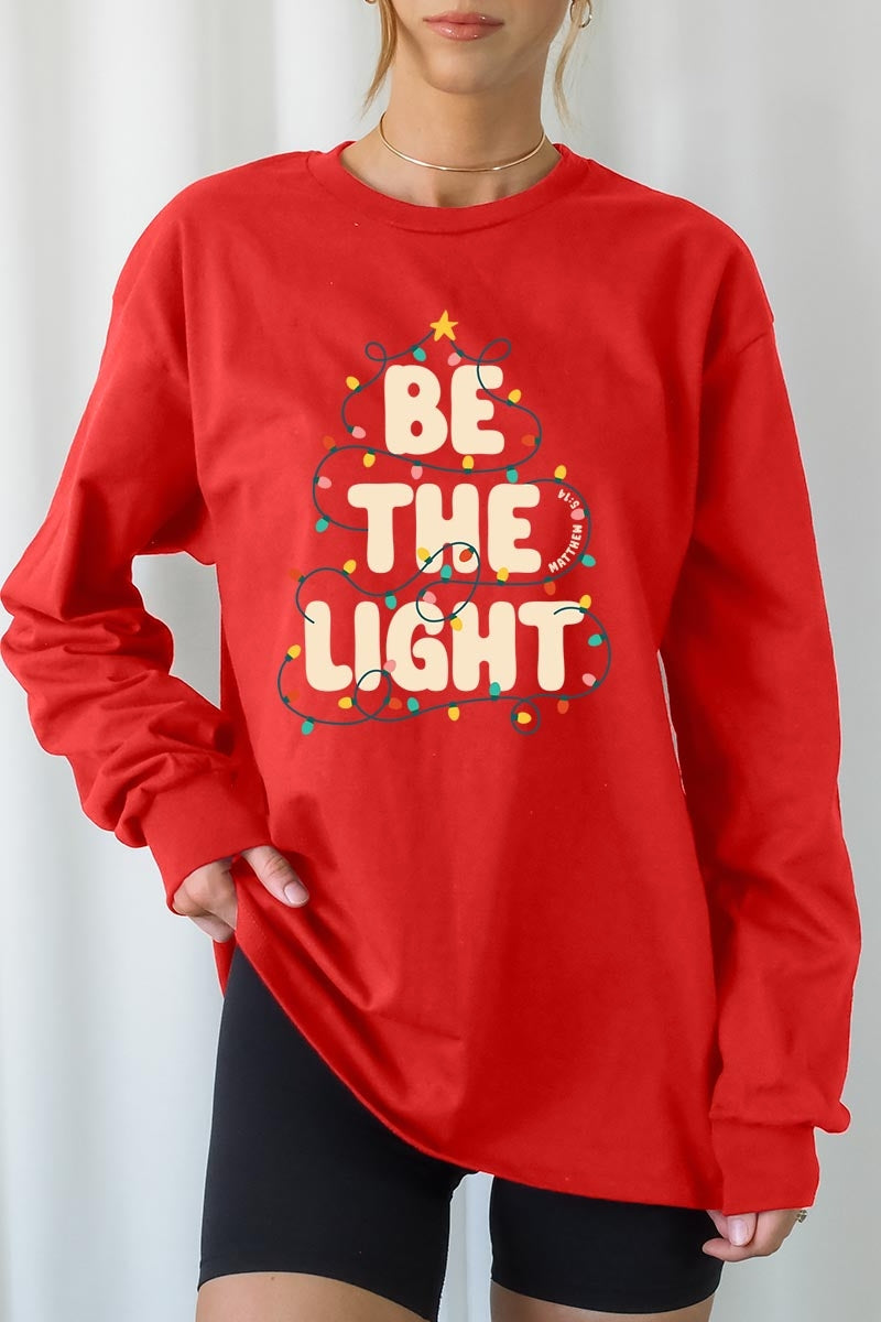 UL240P-E3202 Be the Light Christmas Graphic Plus Long Sleeve Tee $17