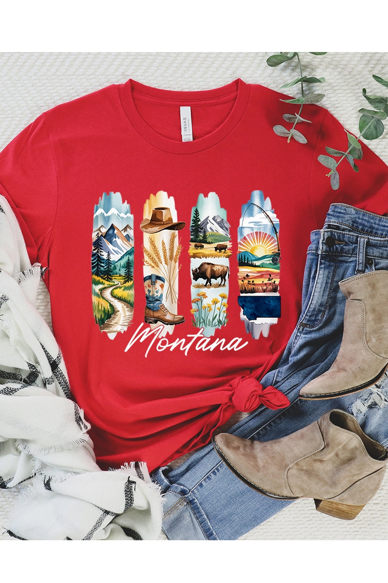 US3001P-E3061MT Montana State Brushstroke Graphic Plus Tee $16