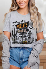 US3001P-E3108 Skellie Motel Halloween Graphic Plus Tee $16
