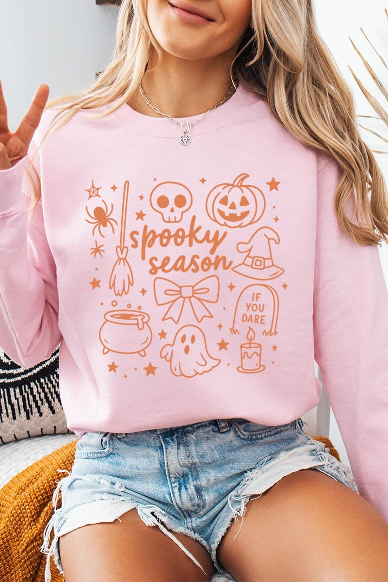 UL180-E3141 Halloween Doodle Graphic Sweatshirt $20