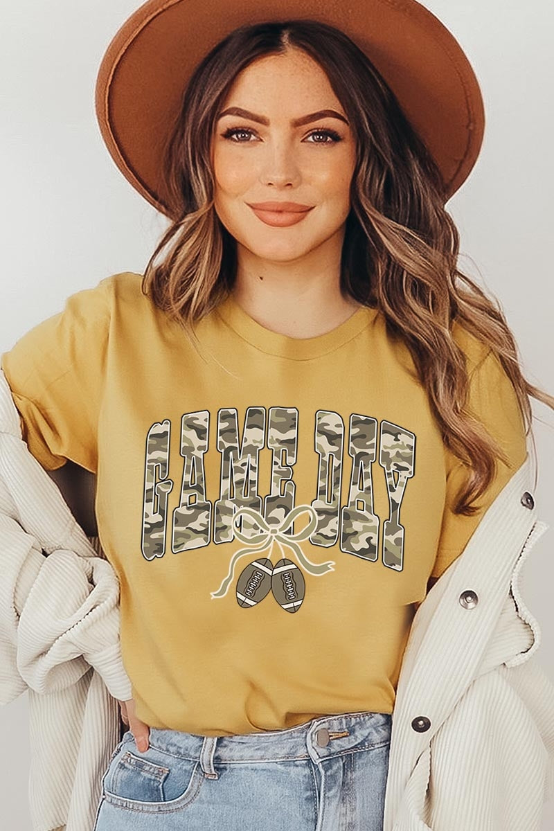 US3001-E3131 Football Game Day Camo Graphic Tee $12.5