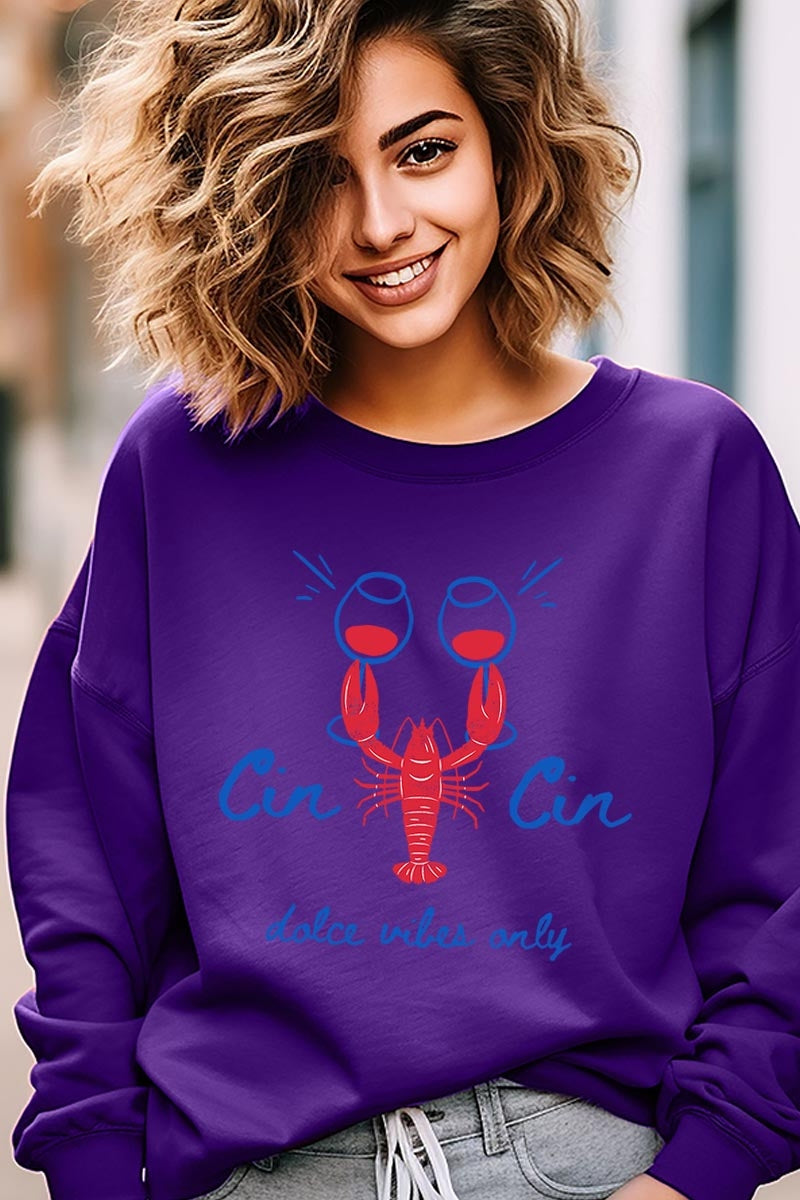 UL180-E3069 Cin Cin Lobster Celebration Graphic Sweatshirt $20