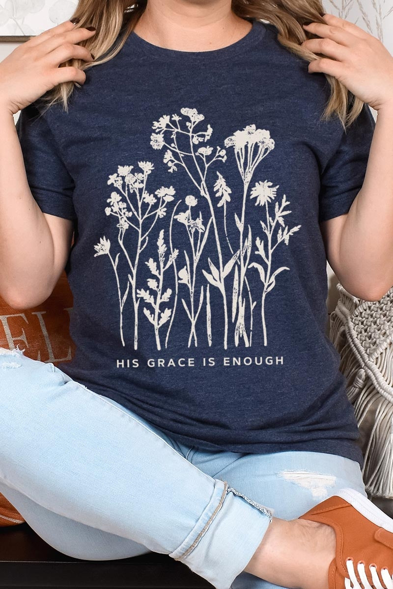 US3001P-E3146 Christian Wildflower Graphic Plus Tee $16