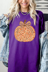 5000P-E3135 Floral Fall Pumpkin Graphic Plus Heavy Cotton Tee $12.75