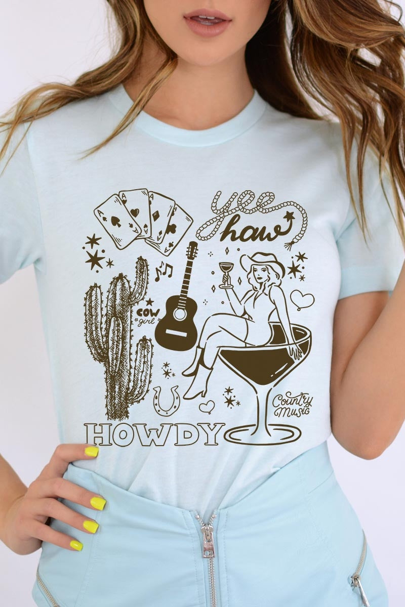 US3001P-E3097 Cowgirl Country Music Graphic Plus Tee $16