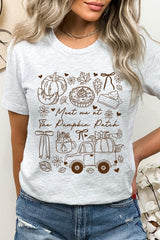 US3001-E3163 Pumpkin Patch Doodle Graphic Tee $12.5