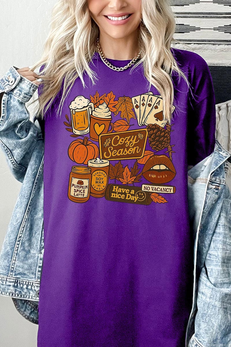 5000-E3119 Retro Fall Collage Graphic Heavy Cotton Tee $9