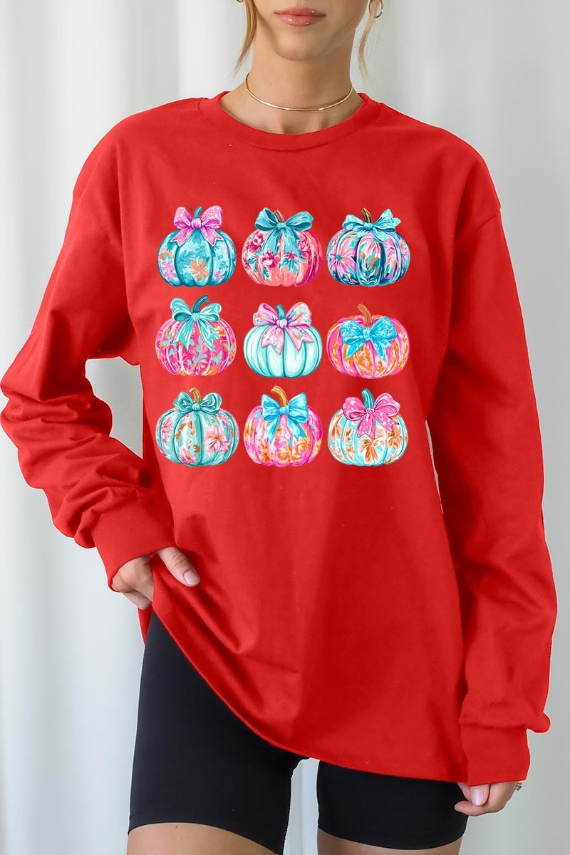 UL240-E3137 Coquette Pumpkin Graphic Long Sleeve Tee $13.75