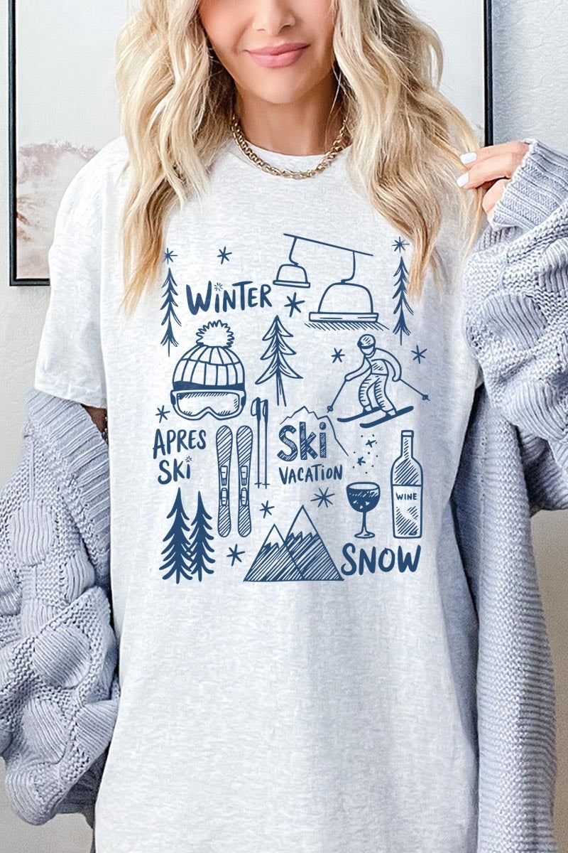5000-E3188 Ski Doodle Graphic Heavy Cotton Tee $9