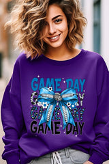 UL180-E3089 Blue Silver Football Game Day Bow Sweatshirt $20
