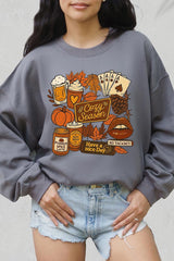 UL180P-E3119 Retro Fall Collage Graphic Plus Sweatshirt $25
