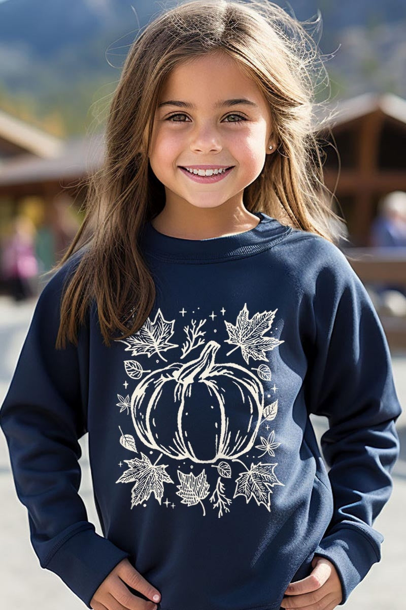 UL180B-E3162Z Fall Pumpkin Kids Graphic Sweatshirt $20