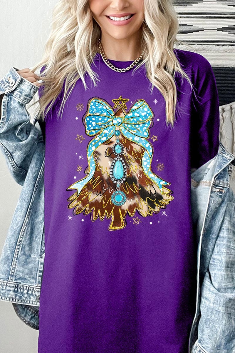 5000P-E3184 Turquoise Christmas Tree Graphic Plus Heavy Cotton Tee $12.75