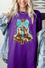 5000-E3184 Turquoise Christmas Tree Graphic Heavy Cotton Tee $9