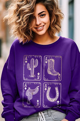 UL180-E3094 Western Cowgirl Card Graphic Sweatshirt $20