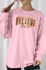 UL240P-E3167 Believe Fall Christian Graphic Plus Long Sleeve Tee $17