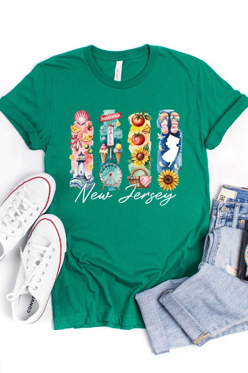 US3001-E3061NJ New Jersey State Brushstroke Graphic Tee $12.5