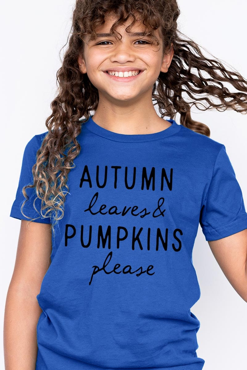 US3001Y-E3158Z Autumn Leaves Pumpkins Kids Graphic Tee $11