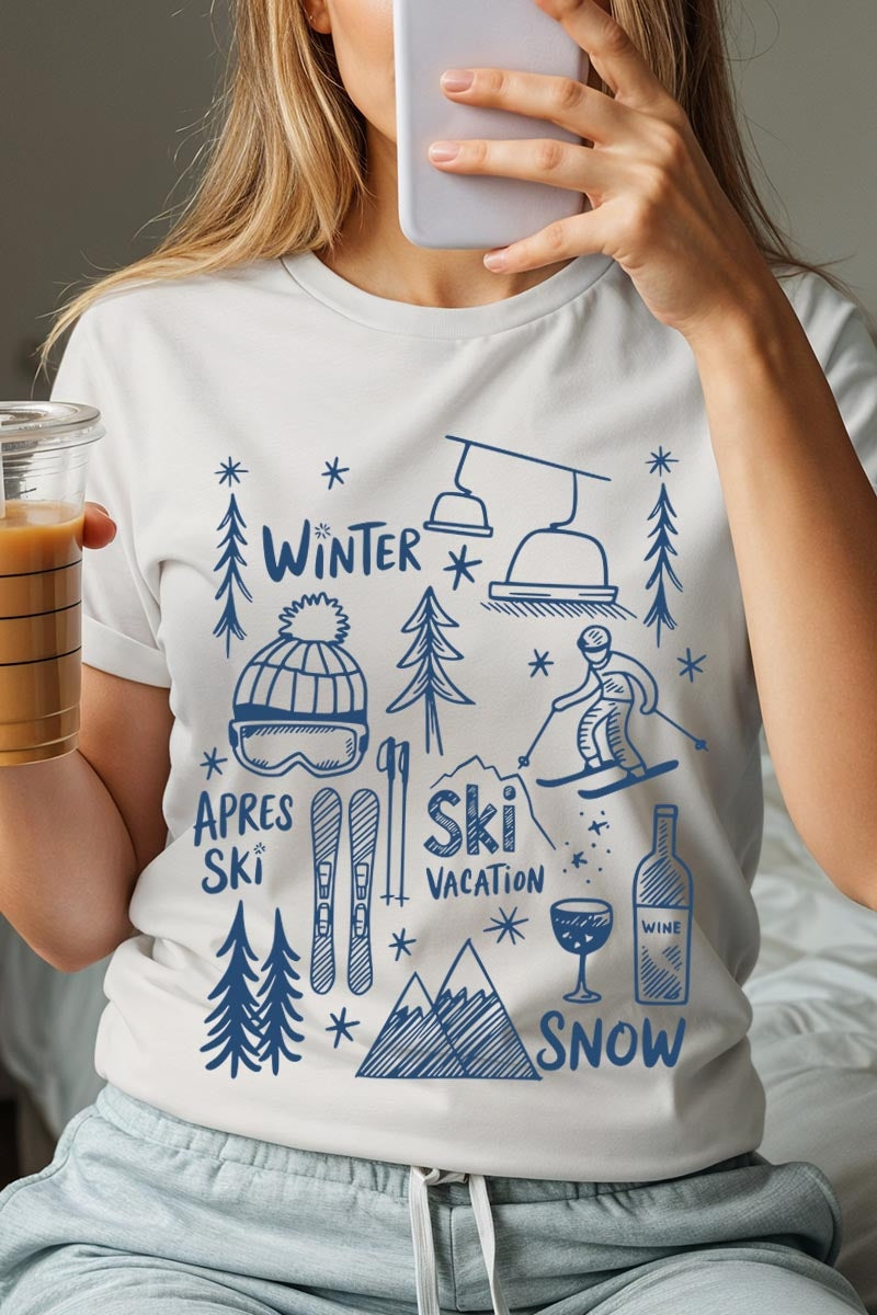 US3001-E3188 Ski Doodle Graphic Tee $12.5