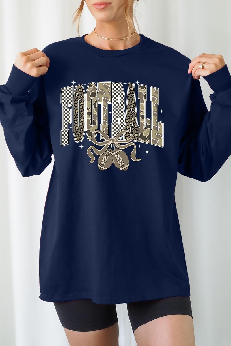 UL240-E3132 Camo Football Graphic Long Sleeve Tee $13.75