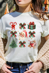 US3001P-E3217 Santa Gifts & Bows Christmas Graphic Plus Tee $16