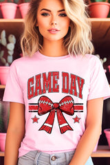US3001P-E3062 Red Game Day Football Bow Graphic Plus Tee $16