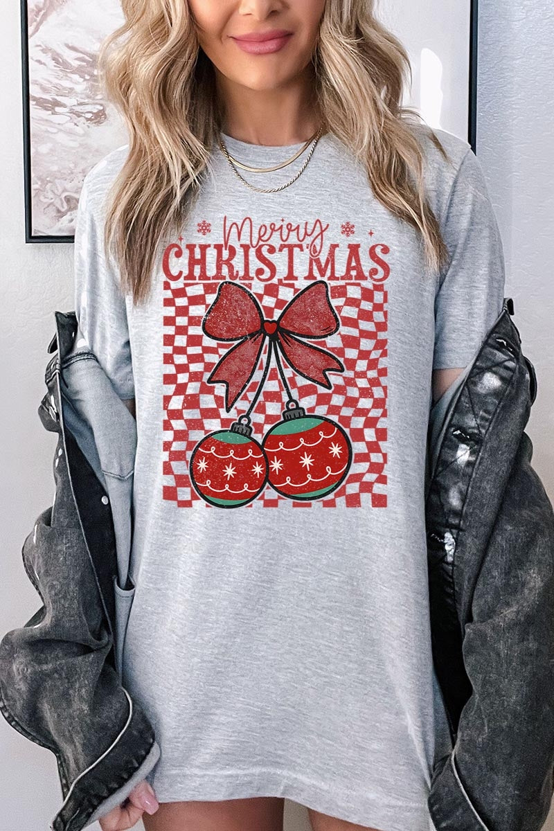 US3001-E3196 Cherry Ornament Christmas Graphic Tee $12.5