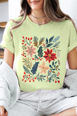 US3001-E3186 Floral Christmas Graphic Tee $12.5